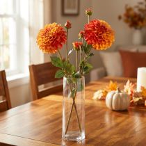 Artikel Konstgjorda Dahlia Dekorativa Blommor Orange Röd Ø10 L80cm 2st