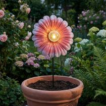 Artikel Solar LED Blomsterträdgårdslampa LED Metall Rosa Ø30cm