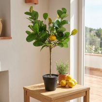 Artikel Konstgjord citronträd i kruka, medelhavskänsla, lättskött konstgjord växt, dekorativt citrusträd, 57 cm högt