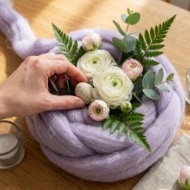 Artikel Ullknöre, ljuslila ullband, 10m dekorativ ull för blomsterhandel och hantverk