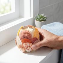 Artikel Nautisk värmeljushållare, lykta, riktiga snäckskal, dekoration för badrum, semesterstämning, 12 cm