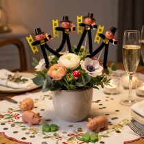 Artikel Dekoration med blomsterpåle av skorstensfejare, lyckobringare för nyårsafton, 17 cm, 24 delar