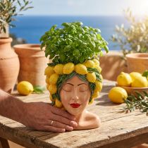 Artikel Kvinna byst växtkruka citron dekoration Medelhavet H21.5cm