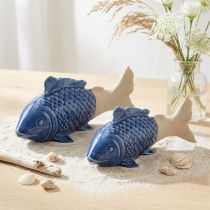Artikel Keramik Fiskdekoration Maritim Blå Beige 20×8×8,5cm 2 st