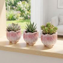 Artikel Minikruka keramik kruka blomma assorterad Ø8cm H7cm 3st