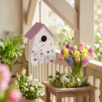 Artikel Fågelholk med vårliknande blommönster, dekoration för balkong eller lägenhet, 21 cm