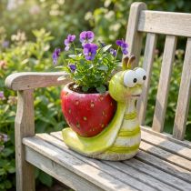 Artikel Dekorativ snigelblomkruka jordgubb keramik grön röd 15,5 cm