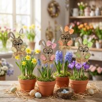 Artikel Blomplugg trä påskplugg kanin med glas 8,5cm 12 st