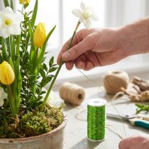 Artikel Bouillon-effekt tråddekoration Ø0,30 mm 100 g 140 m äppelgrön blomstertråd hobbytråd