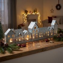 Artikel Dekorativ rad med hus med värmeljushållare, adventsdekoration, 68 cm