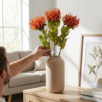 Artikel Nålkudde Exotisk konstgjord blomma Orange Leucospermum Protea 73cm 3st