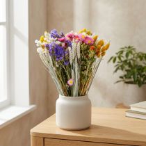 Artikel Torkad blombukett, halmblommor, havslavel, phalaris, säd, 55 cm
