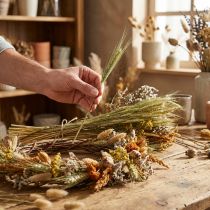 Artikel DIY-set med torkade blommor, naturlig dekoration för torkade buketter och kransar, 60 cm – hållbar dekoration för ett lantligt hus
