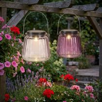Artikel LED Trädgårdsljus Glas Solar för Hängande Lila Ø10,5cm 2st