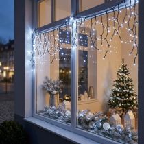 Artikel Ljus kaskad med snöeffekt, vinterdekoration advent, LED-lampor 6 trådar kallvit 480 L60/80/100cm