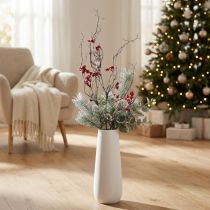 Artikel Konstgjord gren lång snöig gren med bär röd 130cm