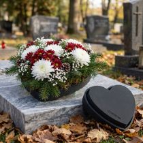 Artikel Blommigt skumhjärta svart 25,5cm 2 st