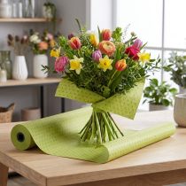 Artikel Manschettpapper silkespapper mossgröna prickar 25cm 100m