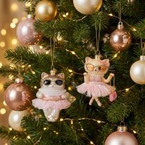 Artikel Glasdekorationer i katt med tutu som julgransdekorationer 11 cm 2 st