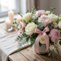 Artikel Pärlhalsband med blomstermotiv, rosa, Ø4 mm, 40 mm, 150 stycken