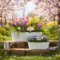 Artikel Oval metallskål i vitt och silver, 32,5 cm/37 cm, set om 2.