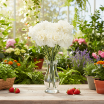 Artikel Konstgjord nejlikblomma med stjälk för buketter och kransar, 56 cm, 8 stycken