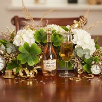 Artikel Julgransprydnadsset, champagneglas och champagneflaska, juldekoration, 14 cm, 2 delar