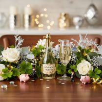 Artikel Set med hängen i form av champagneflaska och champagneglas, julgransdekoration, 14 cm, 2 delar