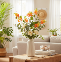 Artikel Konstgjord Gloriosa orange blomma med långa stjälkar för vaser 80cm 3st