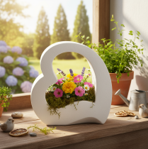 Artikel Hjärtformad dekoration för plantering och blomsterarrangemang, öppen design, modern hjärtform, 19 cm
