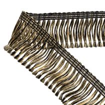 Artikel Svart och guldfransad kant 4 cm x 25 m - Perfekt för kransdekoration, sorgband och vintageaccessoarer