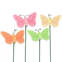 Vårdekoration blompluggar trä dekorativa fjärilar 24,5cm 16st