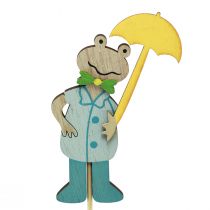 Artikel Groda med paraply blomplugg trä 8,5cm 12st