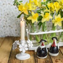 Artikel Vårdekorationer, ljusstakar av metall med blommor, bröllopsdekorationer, ljusstakar, bordsdekorationer