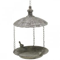 Dekorativ fågelmatare, hängande fågelbad, hängkorg av metallbrun, vittvättad Ø25cm H36cm