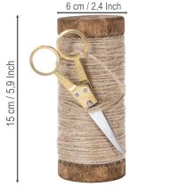 Artikel Garnrulle med dekorativ sax Ø6,5 cm H15 cm 2 st Vintage stil