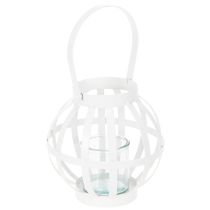 Artikel Trädgårdslykta, metall och glas, hängande ljushållare, vit, Ø18,5 cm