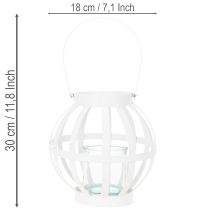 Artikel Trädgårdslykta, metall och glas, hängande ljushållare, vit, Ø18,5 cm