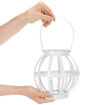 Artikel Trädgårdslykta, metall och glas, hängande ljushållare, vit, Ø18,5 cm
