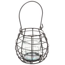 Artikel Trädgårdslykta, svart metall med vindljus, Ø14cm H12,5cm