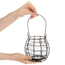Artikel Trädgårdslykta, svart metall med vindljus, Ø14cm H12,5cm
