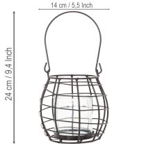 Artikel Trädgårdslykta, svart metall med vindljus, Ø14cm H12,5cm