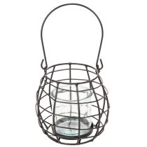 Artikel Trädgårdslykta, svart metall med vindljus, Ø14cm H12,5cm