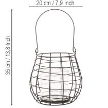 Artikel Trädgårdslykta med ljushållare i glas, svart, Ø20 cm, H18,5 cm