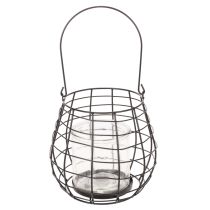 Artikel Trädgårdslykta med ljushållare i glas, svart, Ø20 cm, H18,5 cm