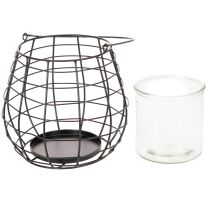 Artikel Trädgårdslykta med ljushållare i glas, svart, Ø20 cm, H18,5 cm