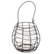 Artikel Trädgårdslykta med handtag, svart, ljushållare i glas, Ø17cm, H15cm