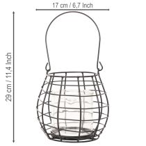 Artikel Trädgårdslykta med handtag, svart, ljushållare i glas, Ø17cm, H15cm