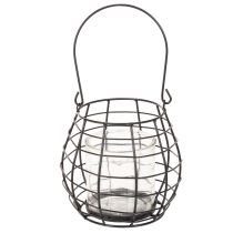Artikel Trädgårdslykta med handtag, svart, ljushållare i glas, Ø17cm, H15cm