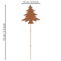 Artikel Trädgårdspåke, väderbitet stål, hjort, stjärna, gran, H10/15 cm, 3 stycken